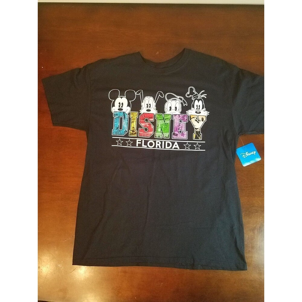 Disney Florida Characters Black T-Shirt Adult Size L NWT